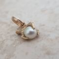 Tiny Faux Pearl Eagle Claw Pendant Charm in 9ct Gold