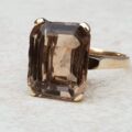 Smoky Quartz Solitaire Ring in 9ct Gold
