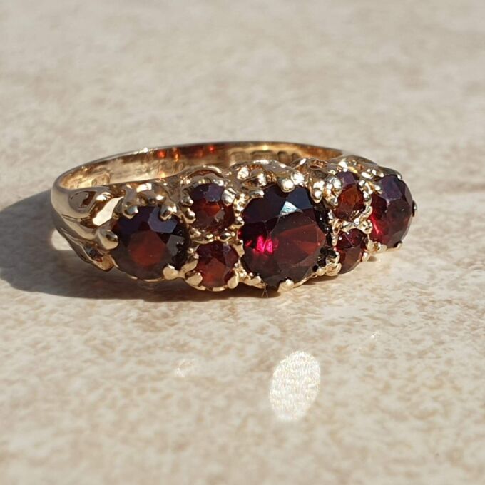 Multistone Garnet Ring in 9ct Gold,  a UK J or a US 5.