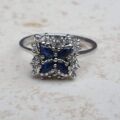 Marquise Sapphire and Diamond ring in 9ct Gold, a UK K 1/2 or a US 5 3/4