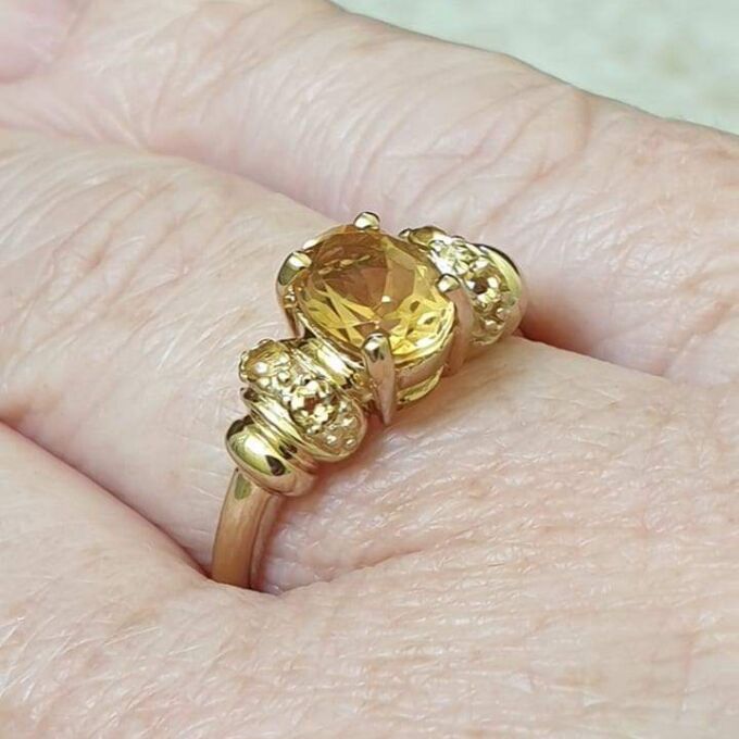 Citrine Ring in 9ct Gold,  a UK N or a US 6 3/4.
