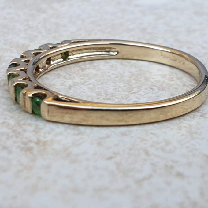 Reserved – Green Garnet Stacking Band in 9ct Gold.