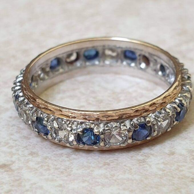 Synthetic Spinel Full Eternity Ring in 9ct Gold.