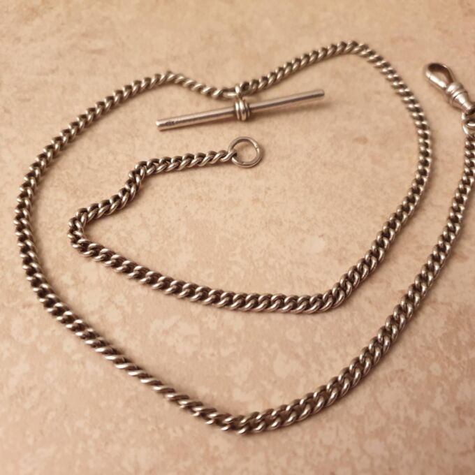 Sterling Silver Curb Chain with T Bar and Dog Clip