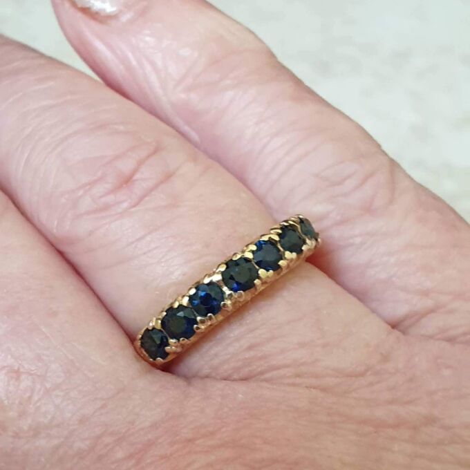 Sapphire Half Eternity Stacking Band in 9ct Gold, a UK M 1/2 or a US 6 3/4
