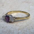 Purple Sapphire and Diamond Ring in 18ct Gold, a UK M 1/2 or a US 6 1/2.