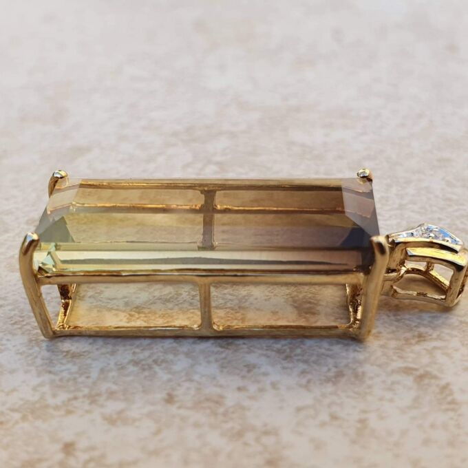Bi Coloured Quartz Pendant in 9ct Gold