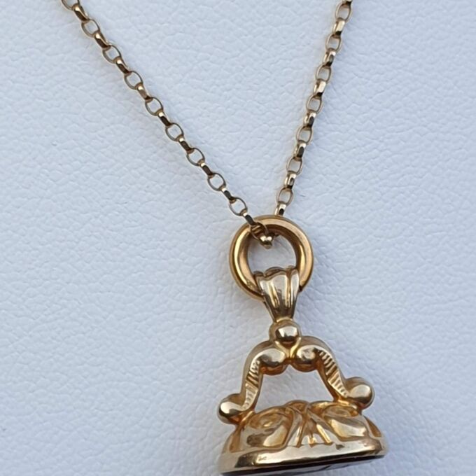 Carnelian Intaglio Centurion Fob Pendant in 9ct Gold.