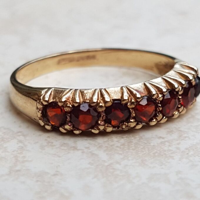 Versatile Garnet Stacking band in 9ct Gold, a UK N 1/2 or a US 7.
