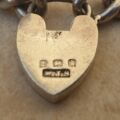 Antique Silver Graduating Curb Chain and Heart Padlock, 7 1/2 inches