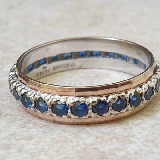 Synthetic Blue Spinel Full Eternity Ring in 9ct Gold, a UK P or a US 7 3/4