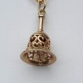 Ornate Heart Patterned Ringing Bell Pendant in 9ct Gold.