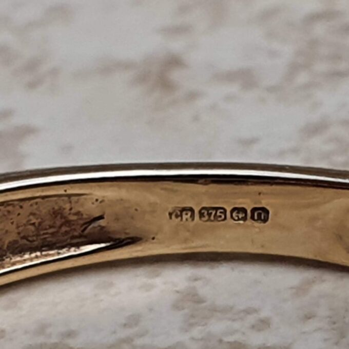 Iolite, Tourmaline and Amethyst Ring in 9ct Gold.