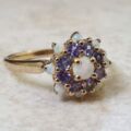 Opal and Tanzanite Cluster Ring in 9ct Gold,  a UK T 1/2 or a US 10.