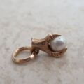Tiny Faux Pearl Eagle Claw Pendant Charm in 9ct Gold