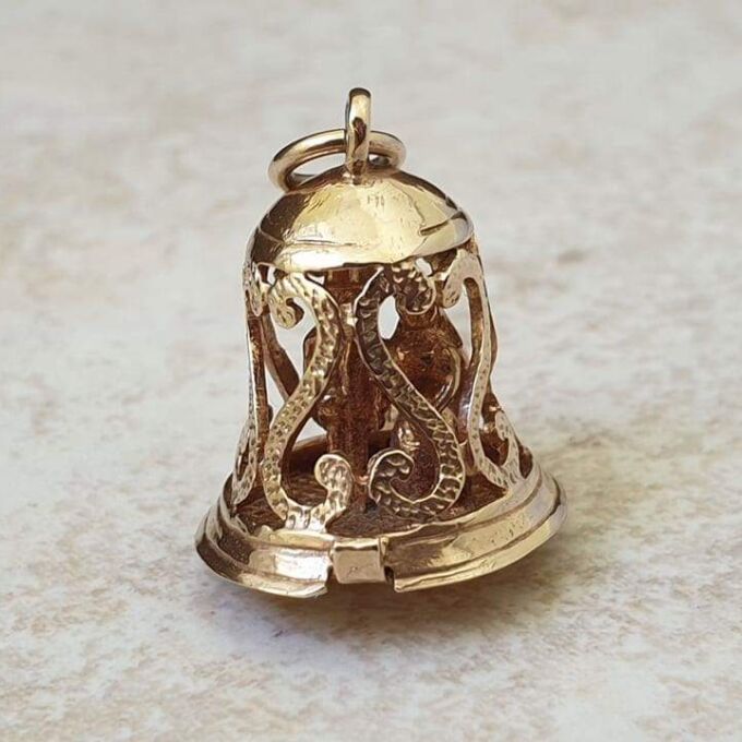 Wedding Bell Bride and Groom in 9ct Gold
