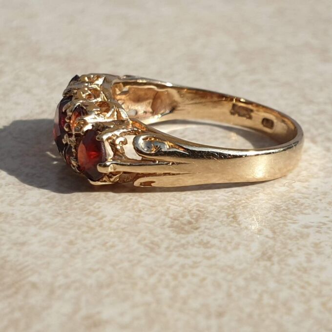 Multistone Garnet Ring in 9ct Gold,  a UK J or a US 5.