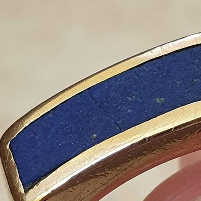 Lapis Lazuli Signet Ring in 9ct Gold, a UK L 1/2 or a US 6 1/4