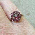 Rhodolite Garnet Cluster Ring in 9ct Gold.