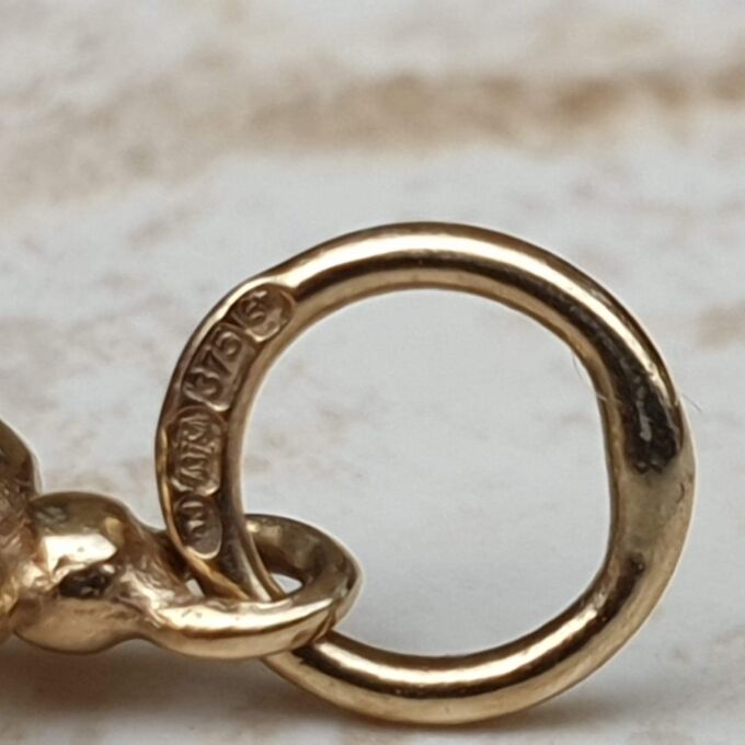 Three Stone Cabochon Spinner Fob Pendant in 9ct Gold