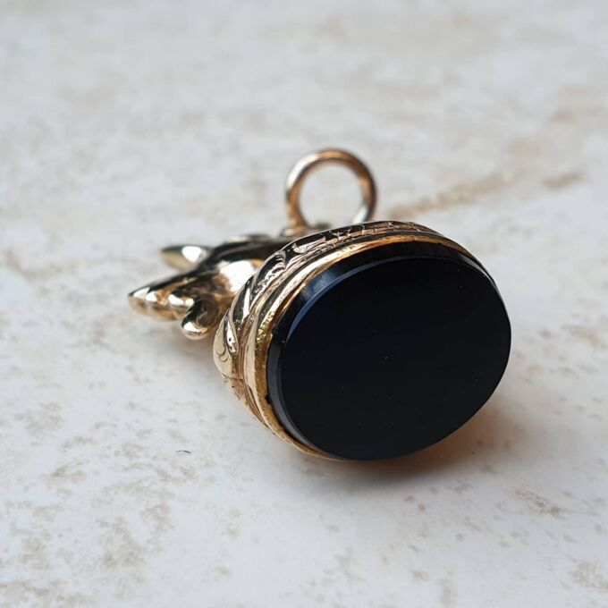 Unicorn Pendant Fob with Onyx Base in 9ct Gold