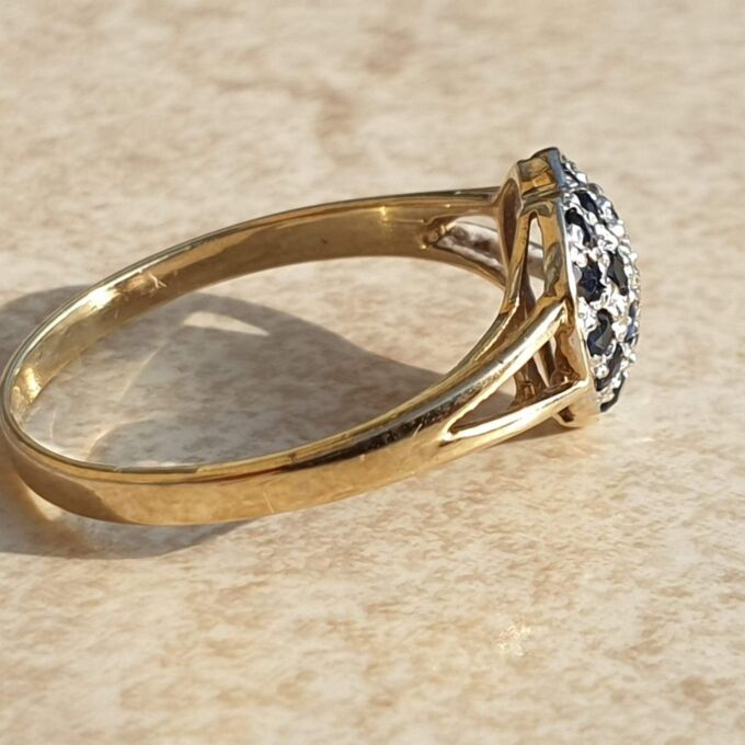 Sapphire Adorned Heart Ring in 9ct Gold.