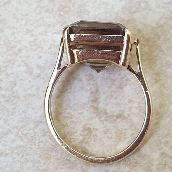 Huge Quartz Solitaire Ring in 9ct Gold