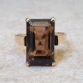 Smoky Quartz Solitaire Ring in 14ct Gold.