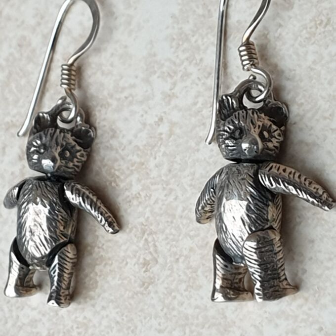 Sterling Silver Teddy Bear Earrings