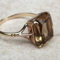 Smoky Quartz Solitaire Ring in 9ct Gold,  a UK N 1/2or a US 7.