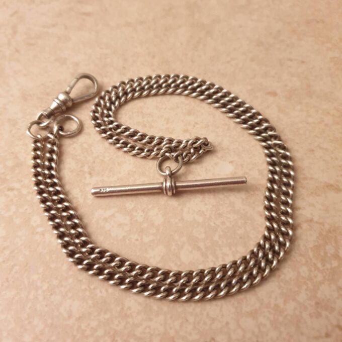 Sterling Silver Curb Chain with T Bar and Dog Clip