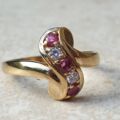 Ruby & Paste Scroll Ring in 9ct Gold.