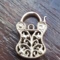 Unusual Purse or Bag Shaped Ornate Lock Padlock in 9ct Gold, not a Heart!