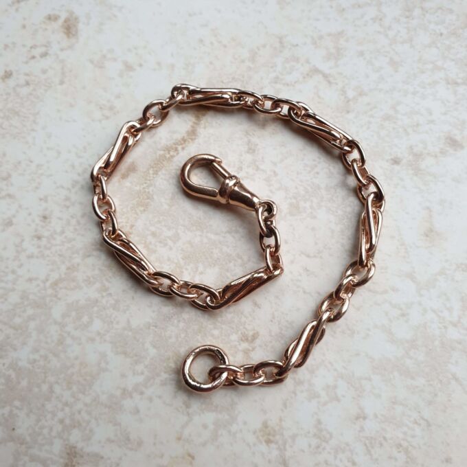Fancy Twisted Link Bracelet in 9ct Rose Gold