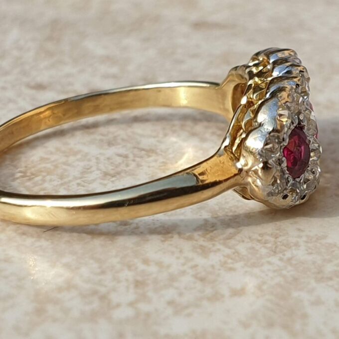 Trilogy Ruby and Diamond Ring in 18ct Gold,  a UK H 1/2 or a US 4 1/4.