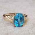 Oval Swiss Blue Topaz Ring in 10K Gold.