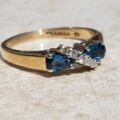 Sale – London Pear Blue Topaz & Diamond 9ct Gold Ring, a UK M 1/2 or a US 6 3/4.