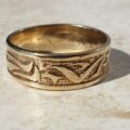 Abstract Pattern Band Ring in 9ct Gold,  a UK T 1/2 or a US 10 1/4.