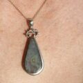 Double Sided Malachite & Agate Pendant by David Scott Walker in Sterling Silver