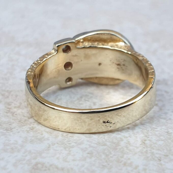 Tiny Pinky Finger Buckle Ring in 9ct Gold,  a UK size F or a US 3 1/4.