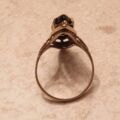 Marquise or Navette Whitby Jet Ring in 9ct Gold, a UK N or a US 7