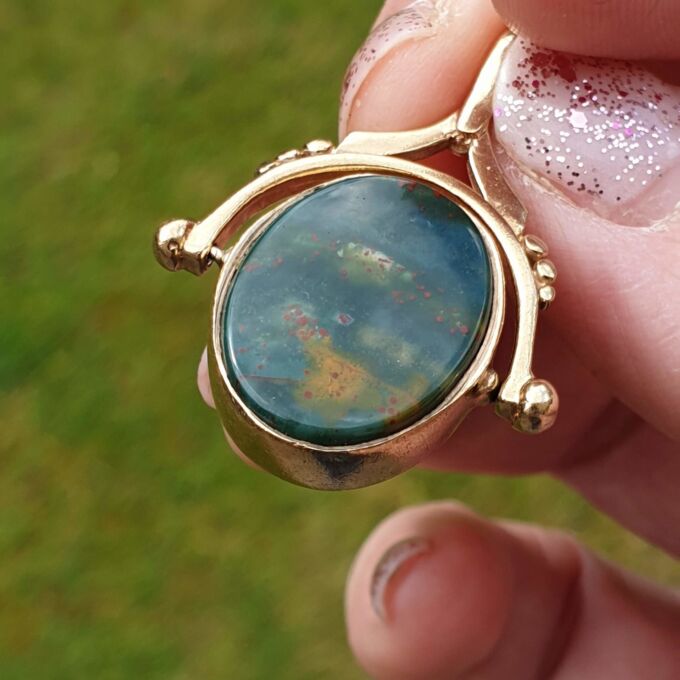 Double Sided Spinner Fob Pendant in 9ct Gold