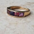 Iolite, Tourmaline and Amethyst Ring in 9ct Gold.