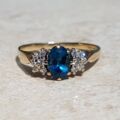 Sale – London Blue Topaz and Diamond Ring in 9ct Gold, a UK N 1/2 or a US 7 1/4.