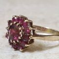 Rhodolite Garnet Cluster Ring in 9ct Gold.