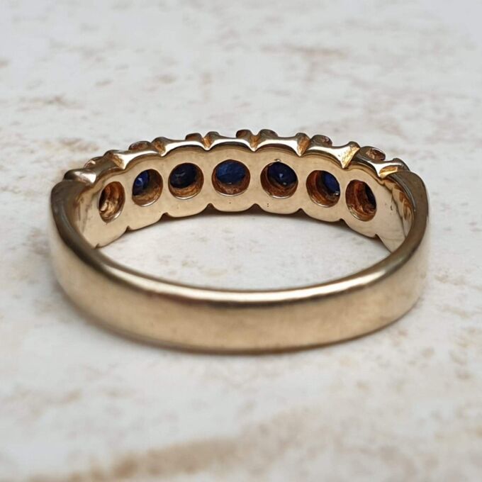 Blue Sapphire Stacking Eternity Band in 9ct Gold,  a UK K 1/2 or a US 5 3/4.