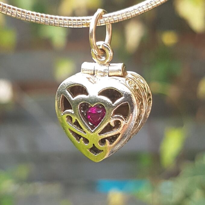 Truly Fabulous Heart Locket Secret Ruby Ring in 9ct Gold
