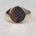 Sunburst Signet Ring in 9ct Gold, a UK S or a US 9 1/2.