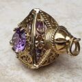 Large Three Sided Amethyst Lantern Pendant in 9ct Gold.