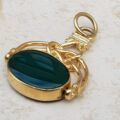 Onyx and Agate Spinner Fob in 9ct Gold